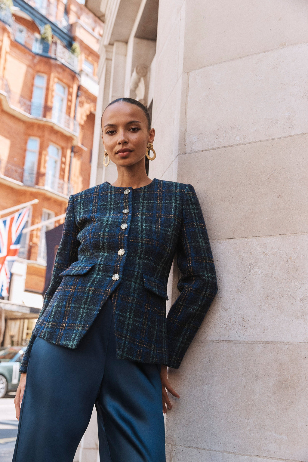 The Warby Coat -  Navy Tartan