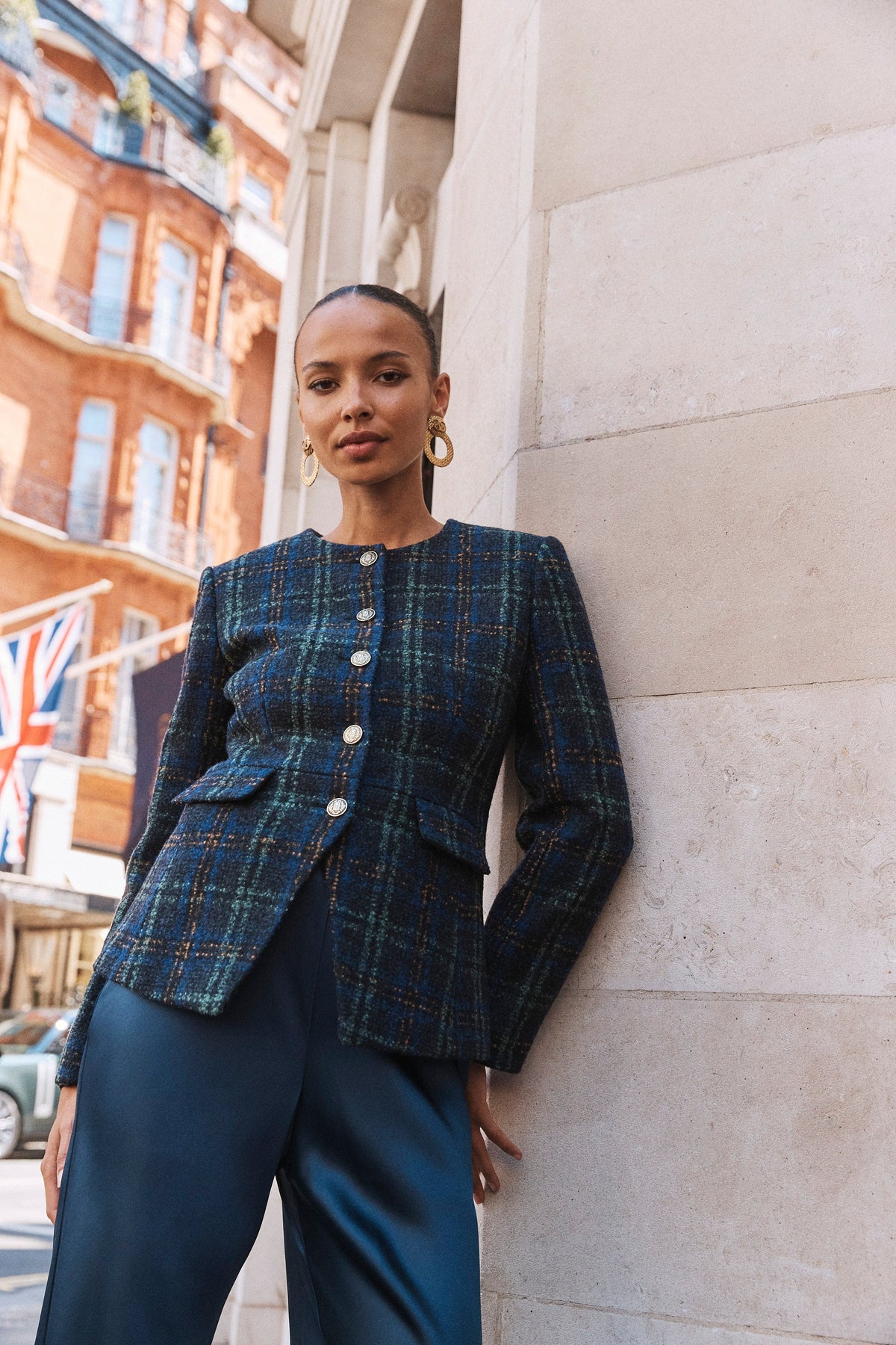 The Warby Coat -  Navy Tartan
