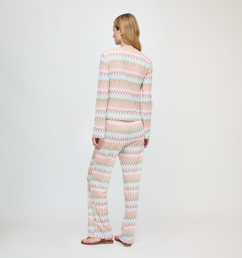 The Alden Pant - White Multi Smooth Shimmer Knit