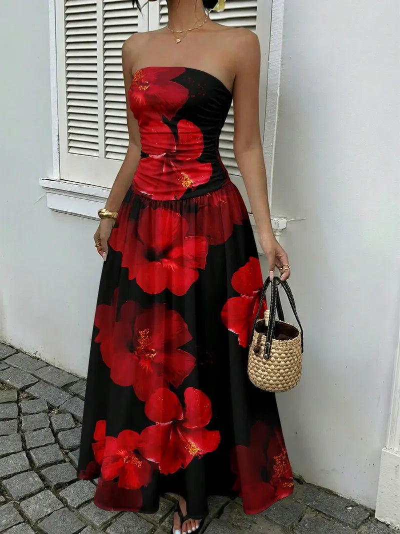 Women's Elegant Chic Fashion Polka Dot Print Halter Dress