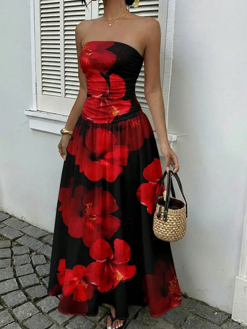 Women's Elegant Chic Fashion Polka Dot Print Halter Dress