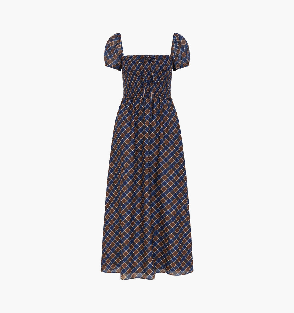 The Aster Nap Dress -  Wilshire Plaid Chocolate/Navy