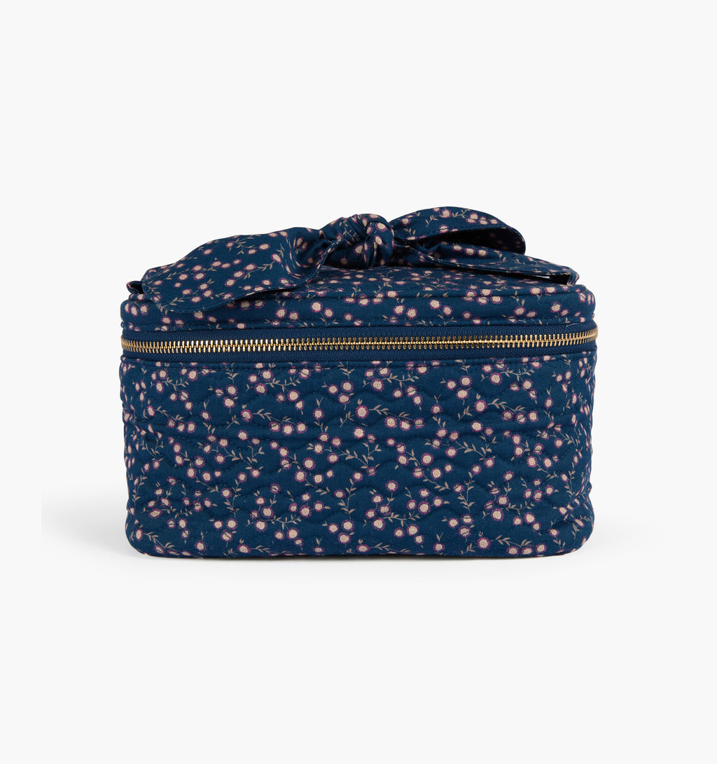 The Bow Top Cosmetic Bag -  Daisy Ditsy Toss Navy