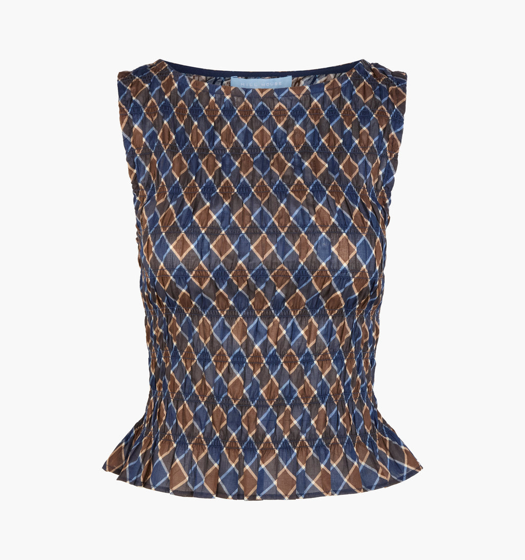 The Phoebe Nap Top -  Wilshire Plaid Chocolate/Navy