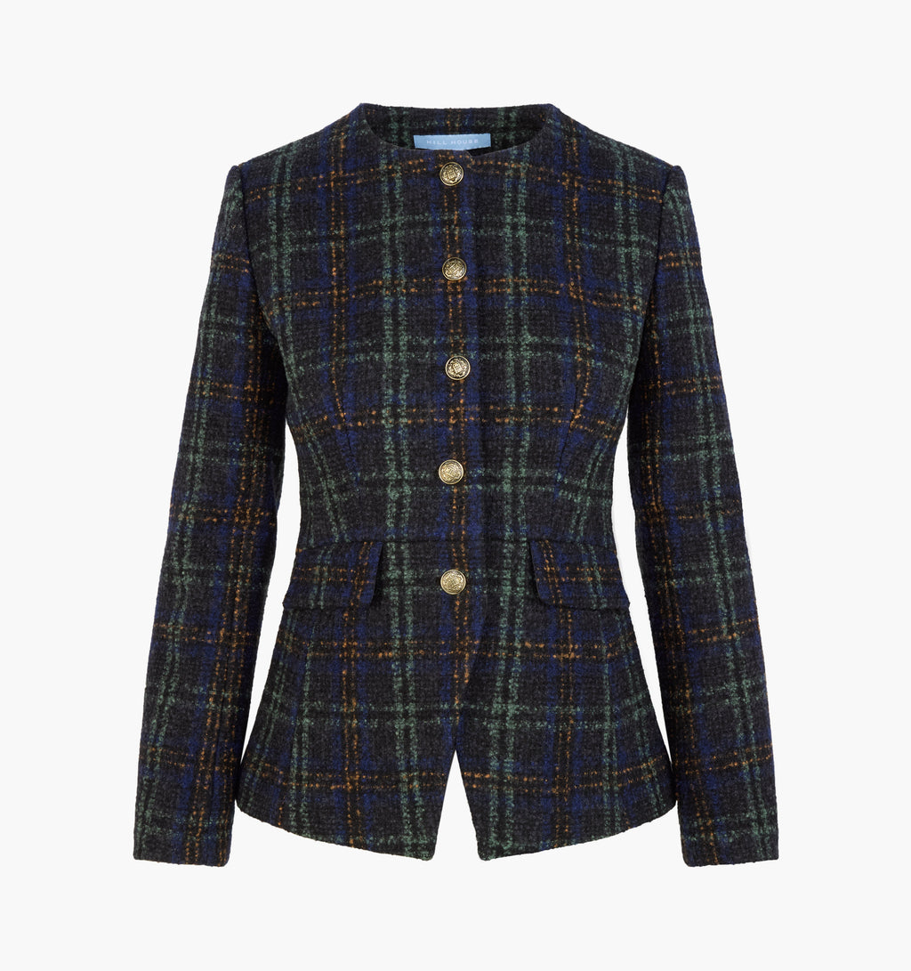 The Warby Coat -  Navy Tartan