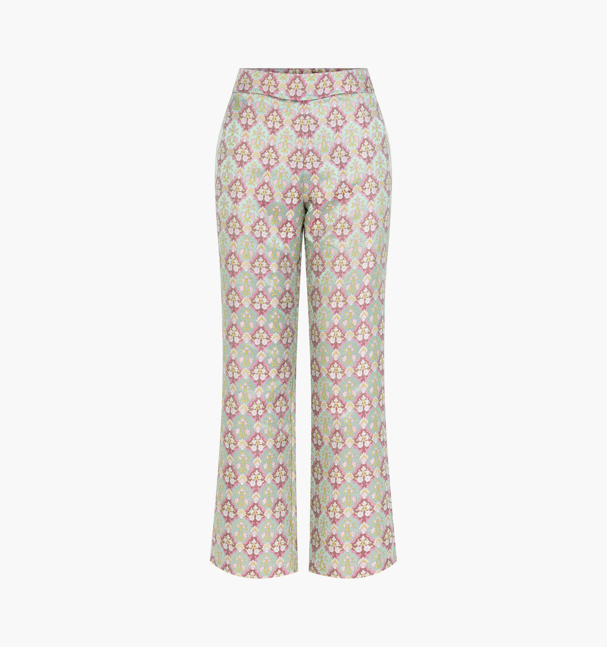 The Annina Pant - Baroque Diamond Block Berry/Green