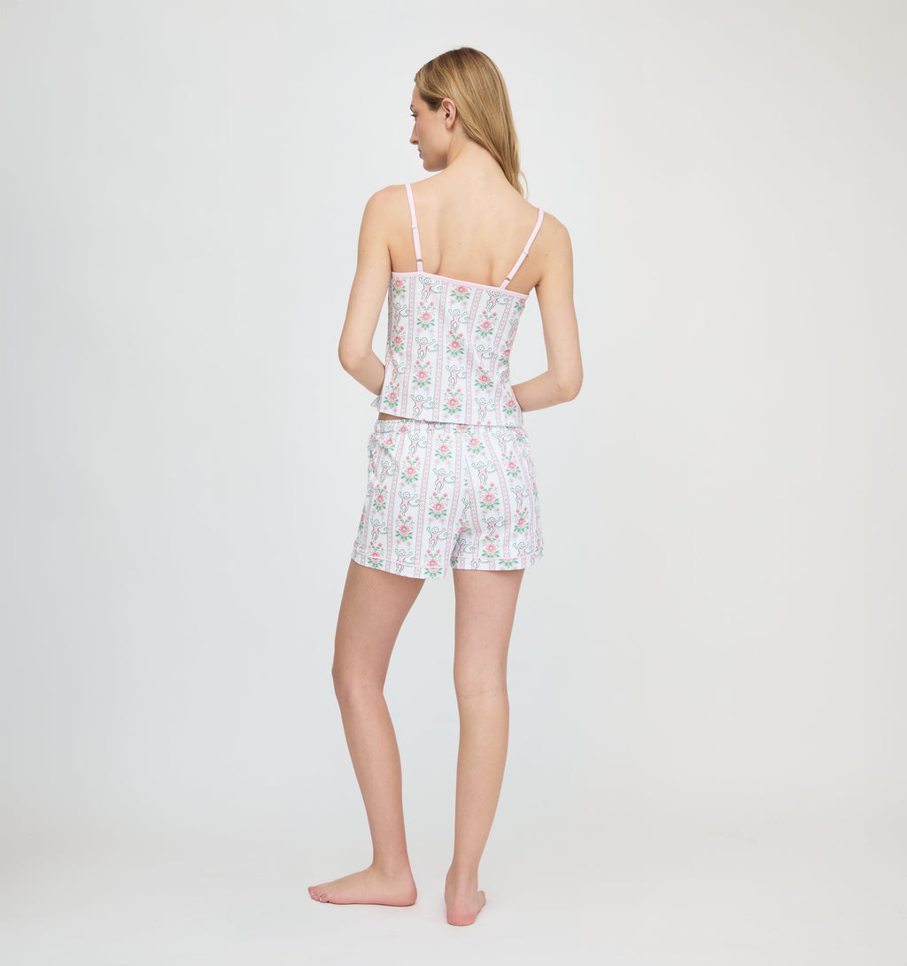 Roller Rabbit x Hill House Mischa Set - Pink Monkey Block Stripe