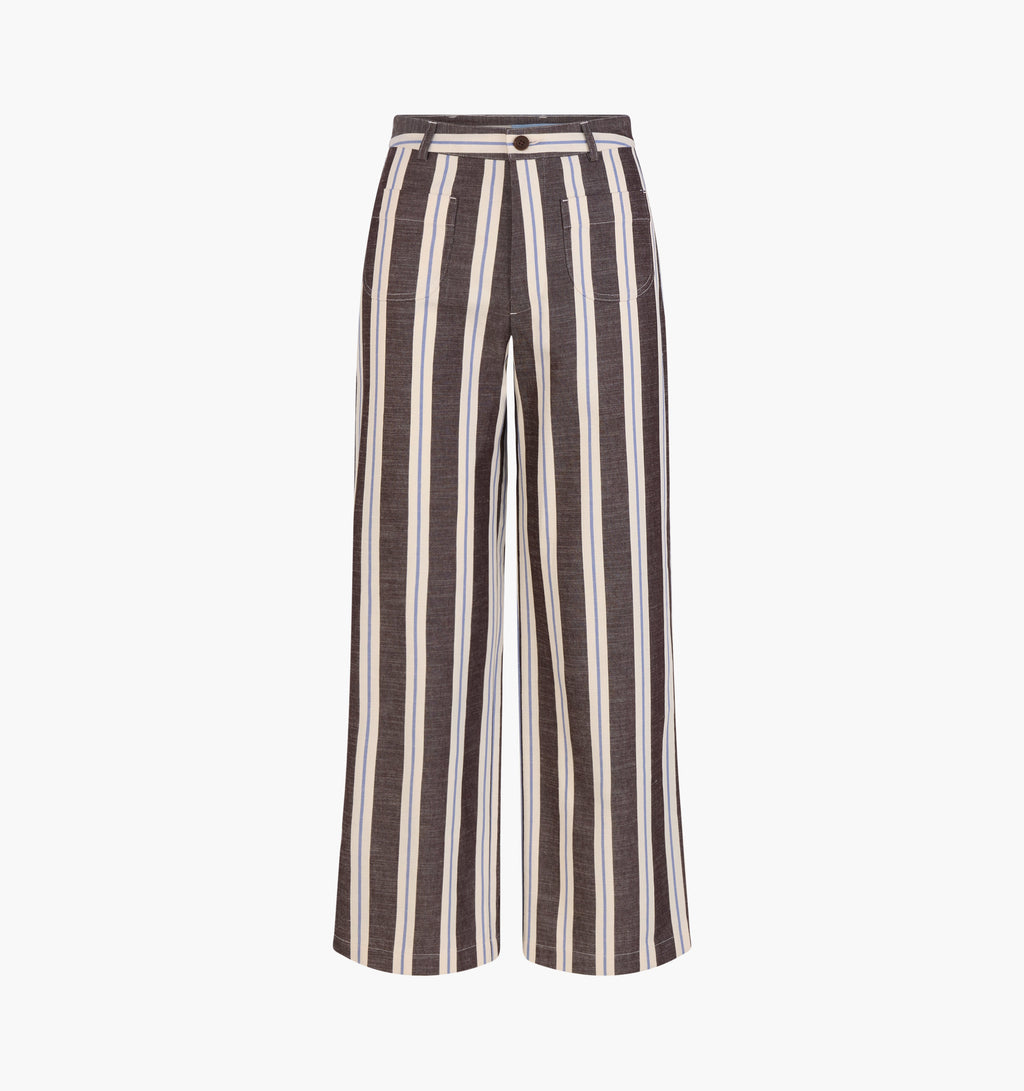 The Mindy Pant -  Coln Ticking Stripe Chocolate