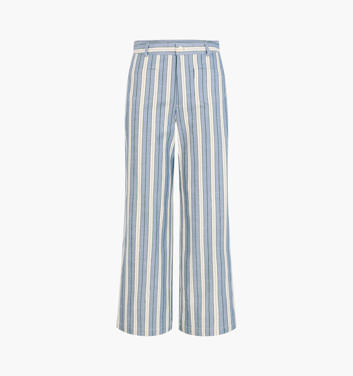 The Mindy Pant -  Coln Ticking Stripe Dusty Blue