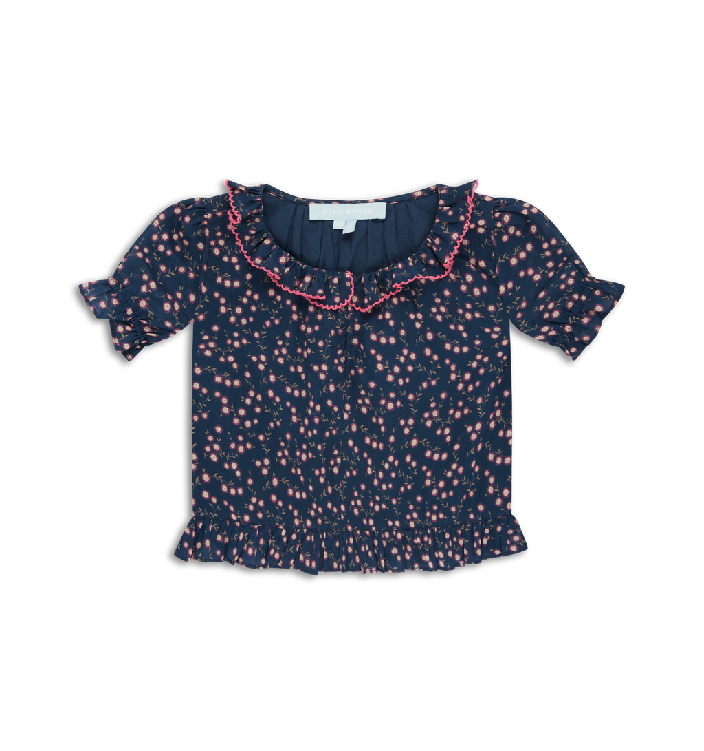 The Tiny Denver Top - Daisy Ditsy Toss Navy