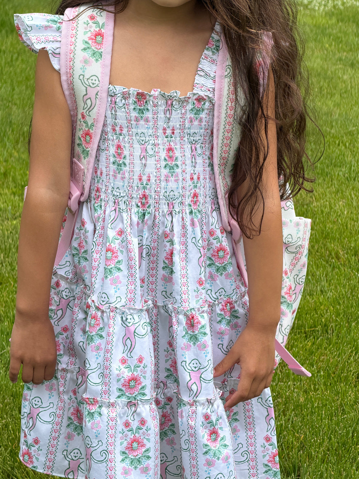 The Tiny Ellie Nap Dress - Pink Monkey Block Stripe