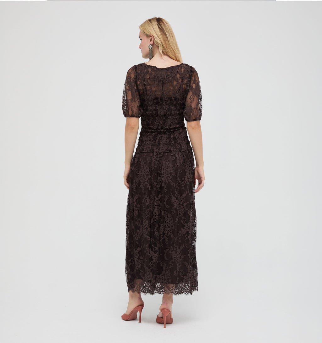The Short Sleeve Dalia Nap Dress -  Chocolate