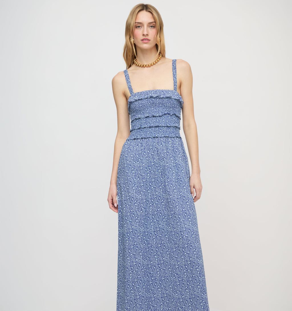 The Analiese Nap Dress - Cornflower Ditsy Thistle