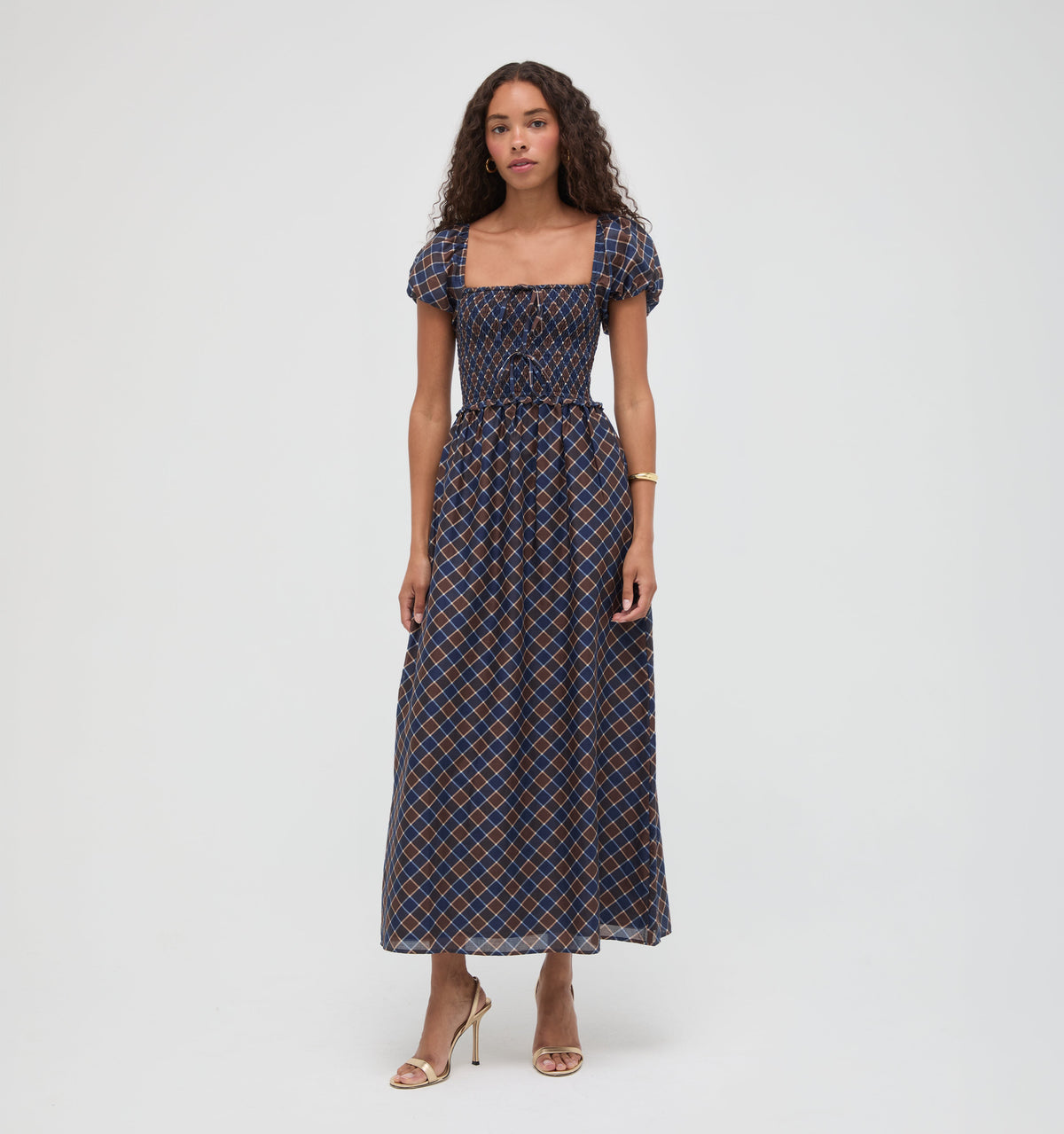 The Aster Nap Dress -  Wilshire Plaid Chocolate/Navy