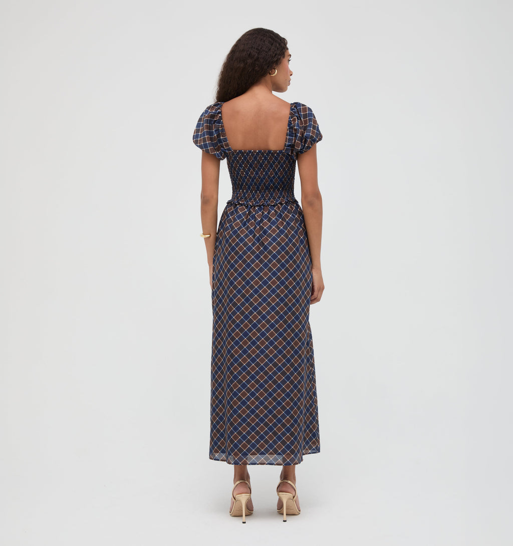 The Aster Nap Dress -  Wilshire Plaid Chocolate/Navy