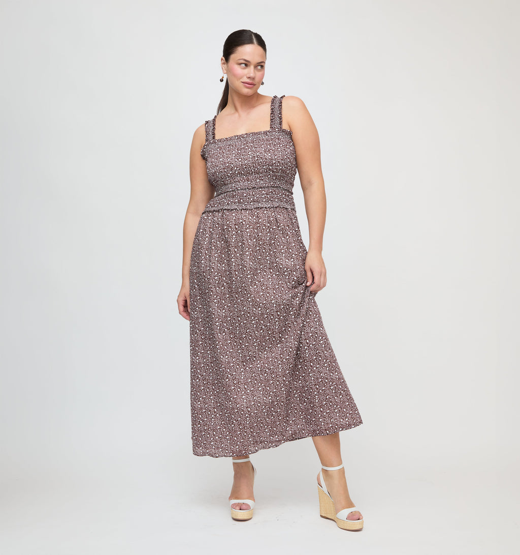 The Azalea Maxi Nap Dress - Chocolate Ditsy Thistle