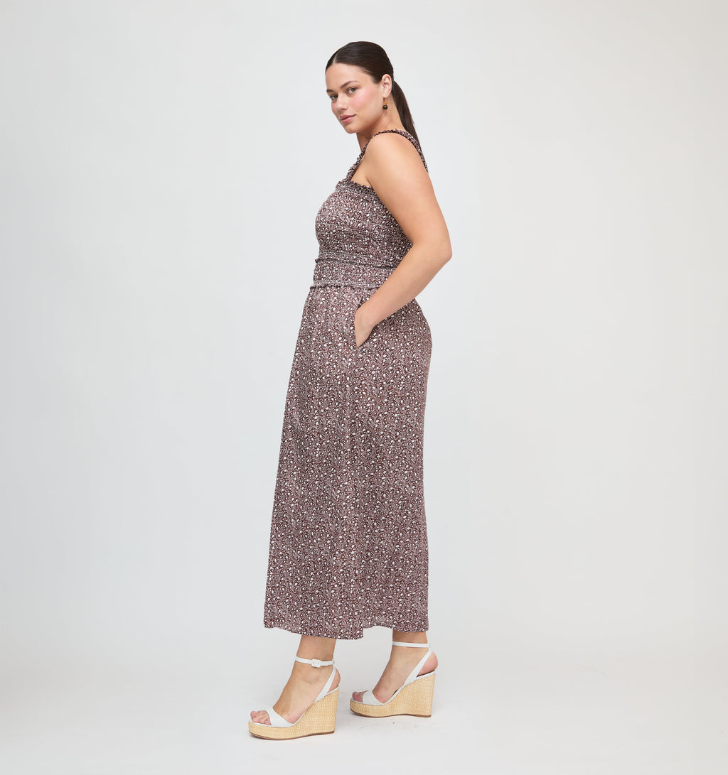 The Azalea Maxi Nap Dress - Chocolate Ditsy Thistle