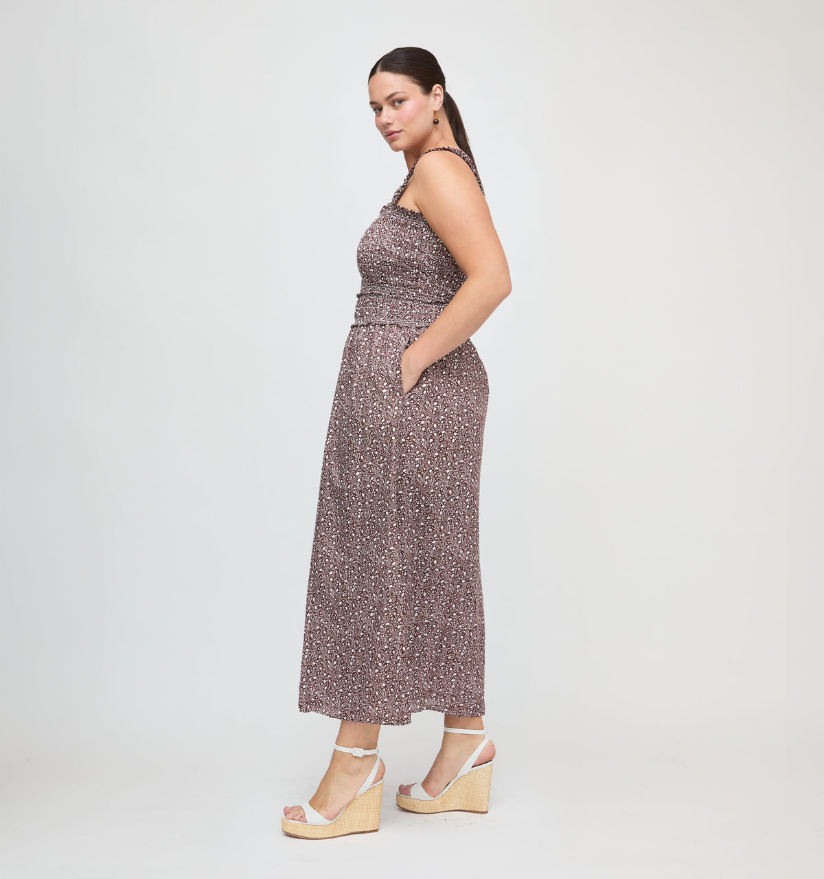 The Azalea Maxi Nap Dress - Chocolate Ditsy Thistle