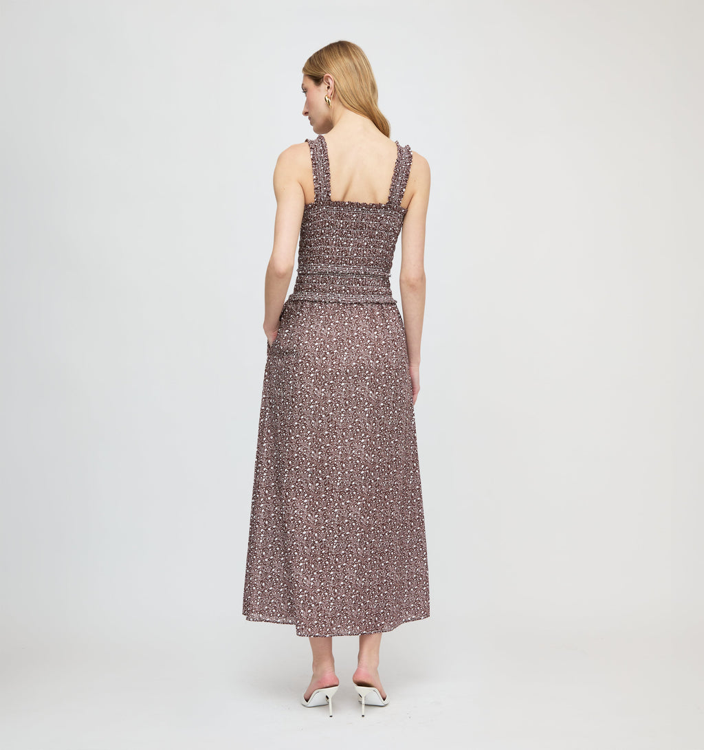 The Azalea Maxi Nap Dress - Chocolate Ditsy Thistle