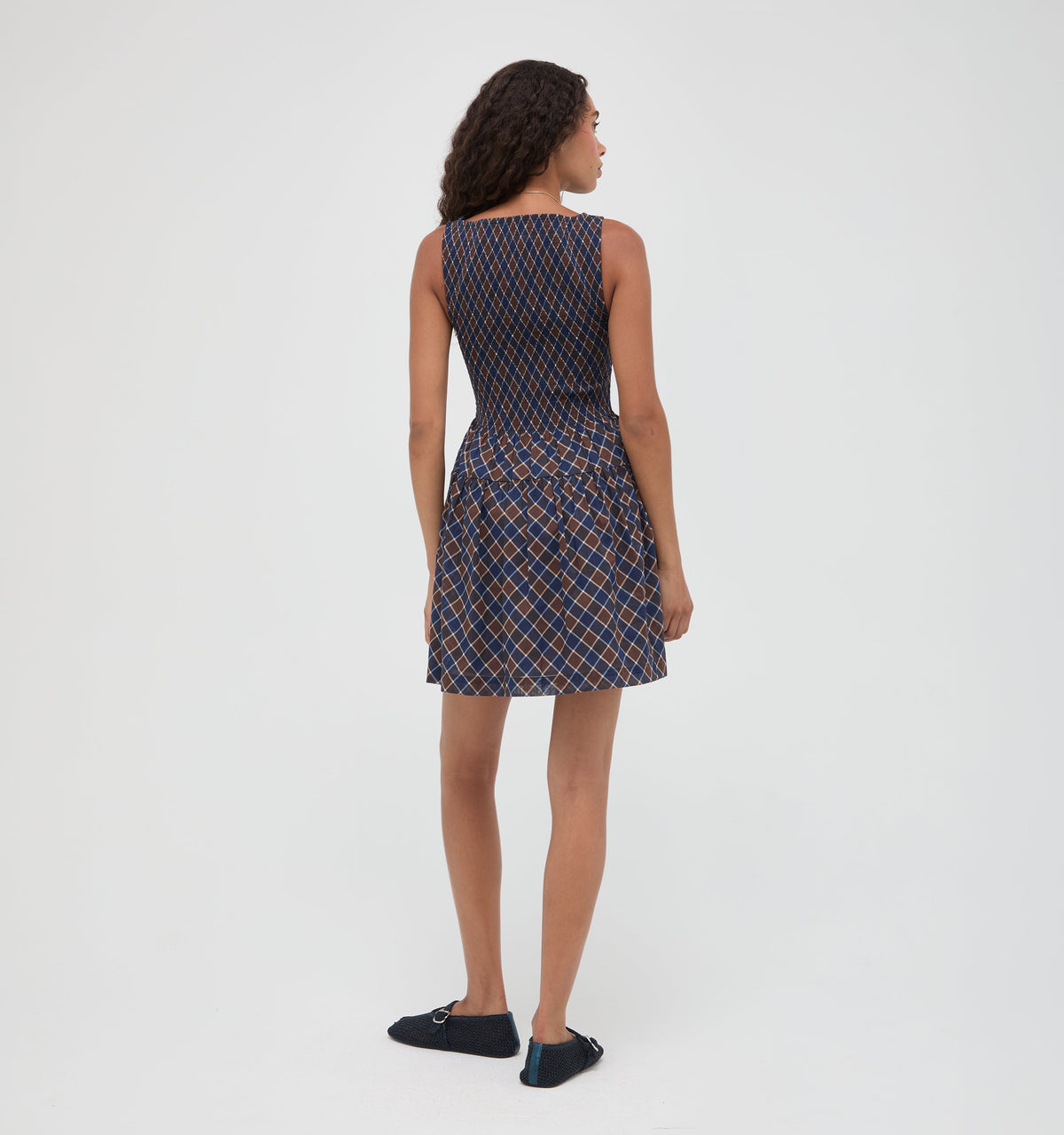 The Cosima Mini Nap Dress -  Wilshire Plaid Chocolate/Navy
