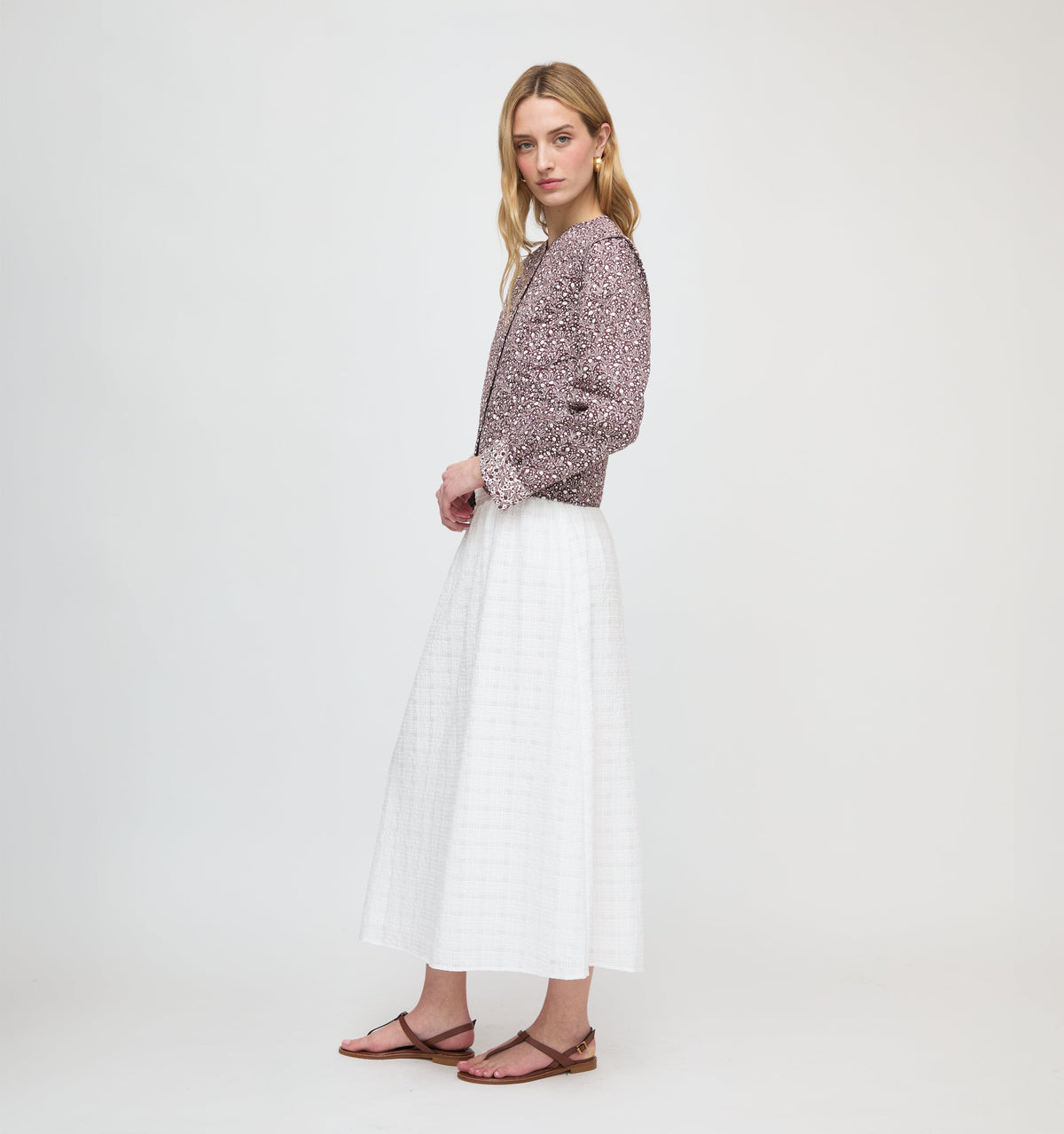 The Cropped Rowan Jacket - Chocolate Ditsy Thistle