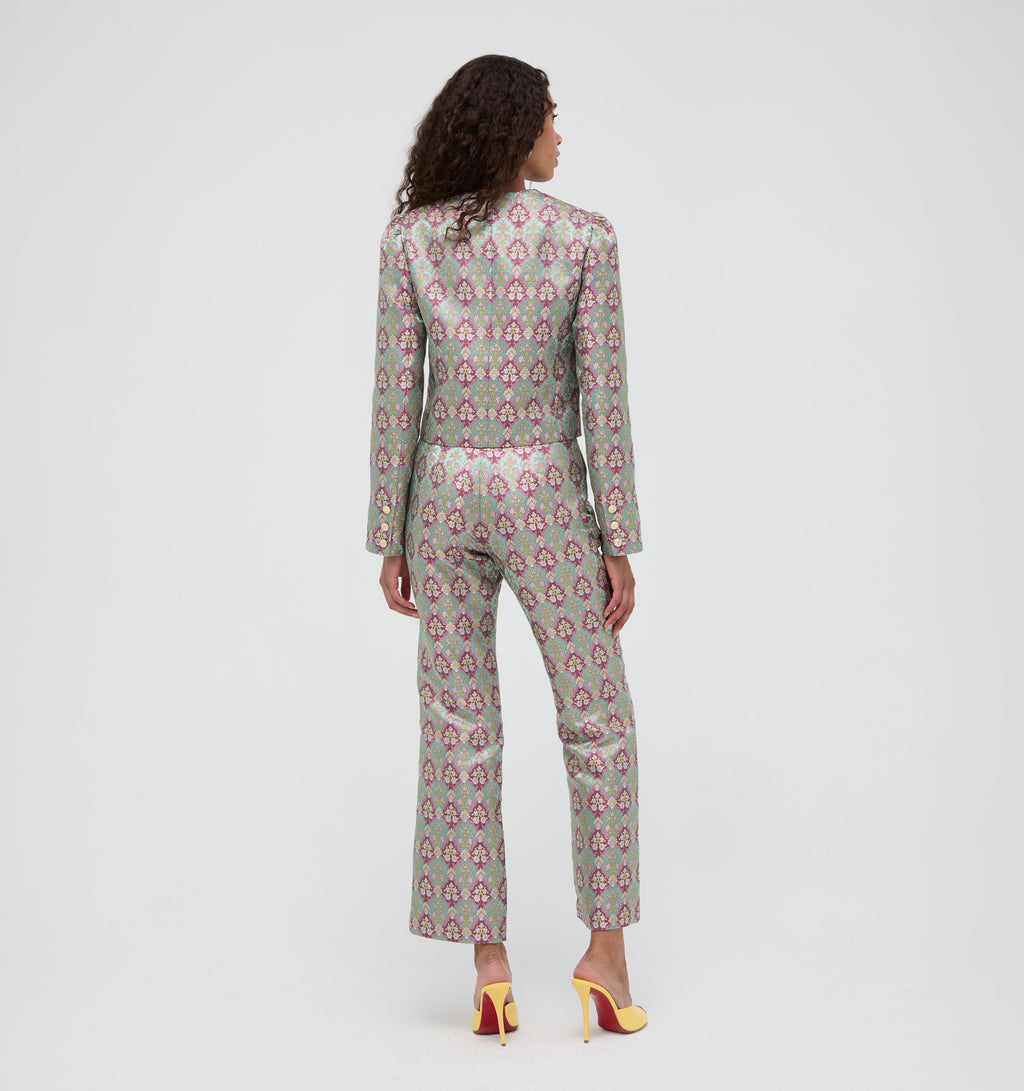 The Doyers Jacket - Baroque Diamond Block Berry/Green