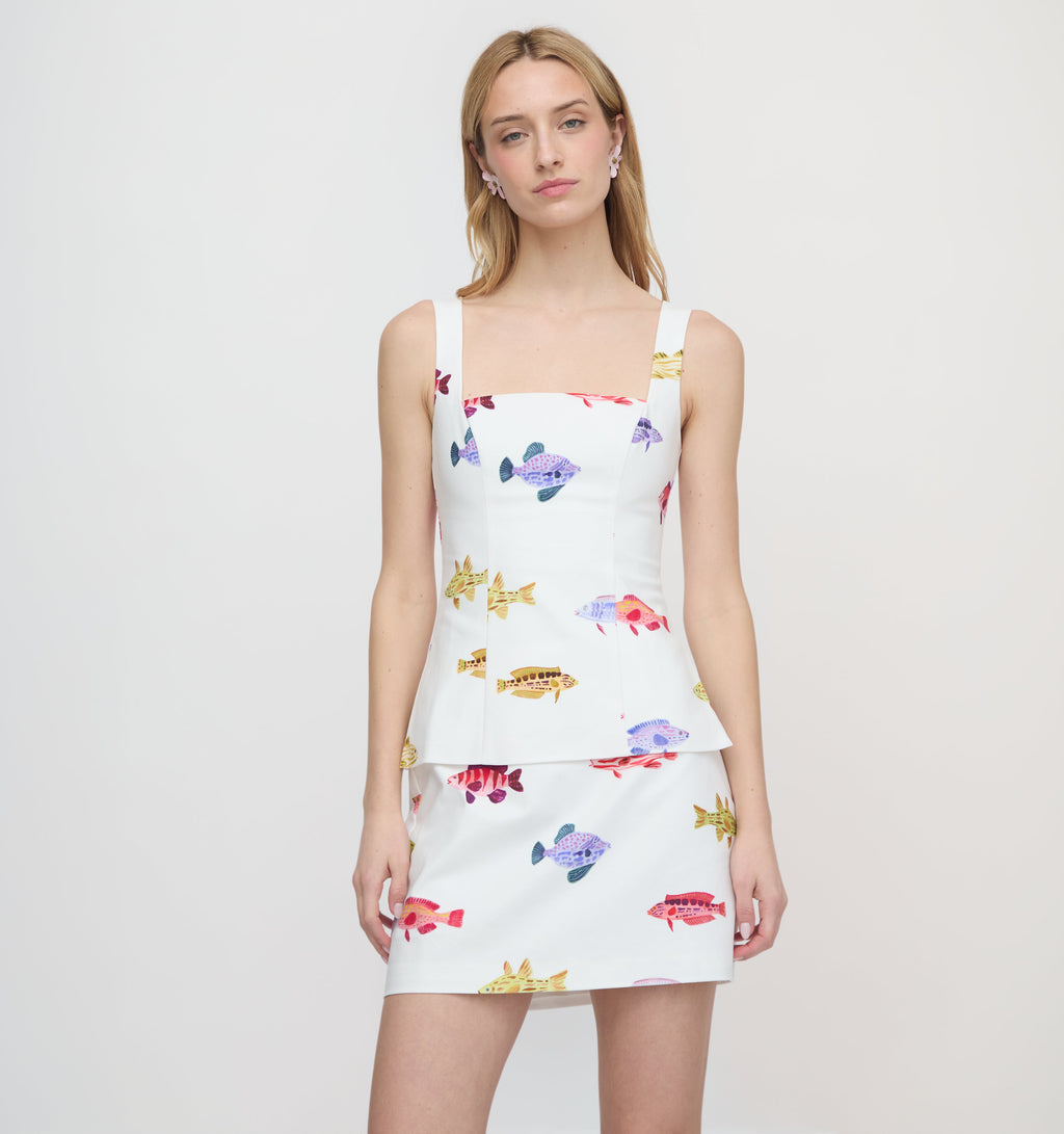 The Emma Top - White Rainbow Fish