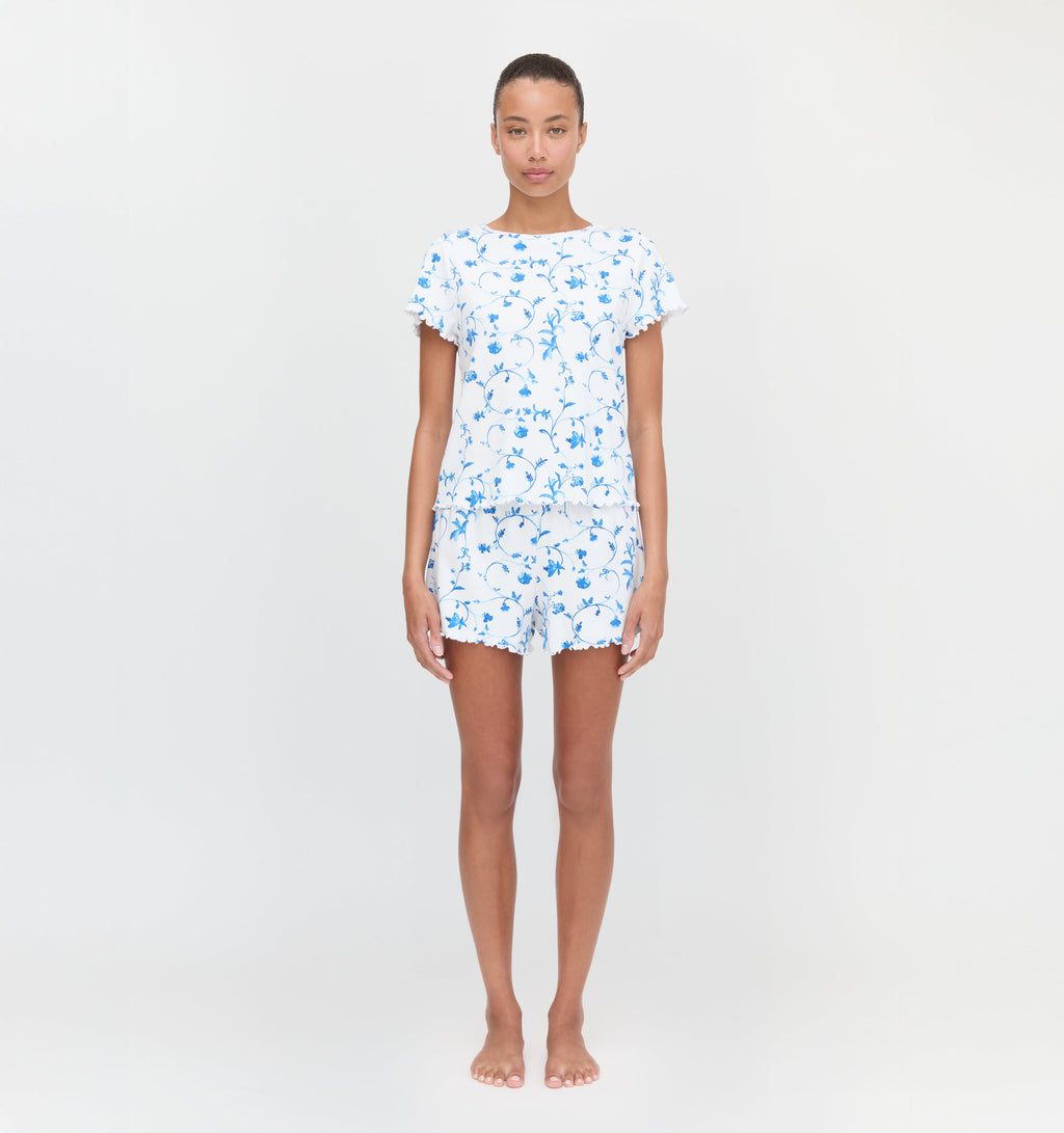 The Nina Pajama Set - Blue Botanical