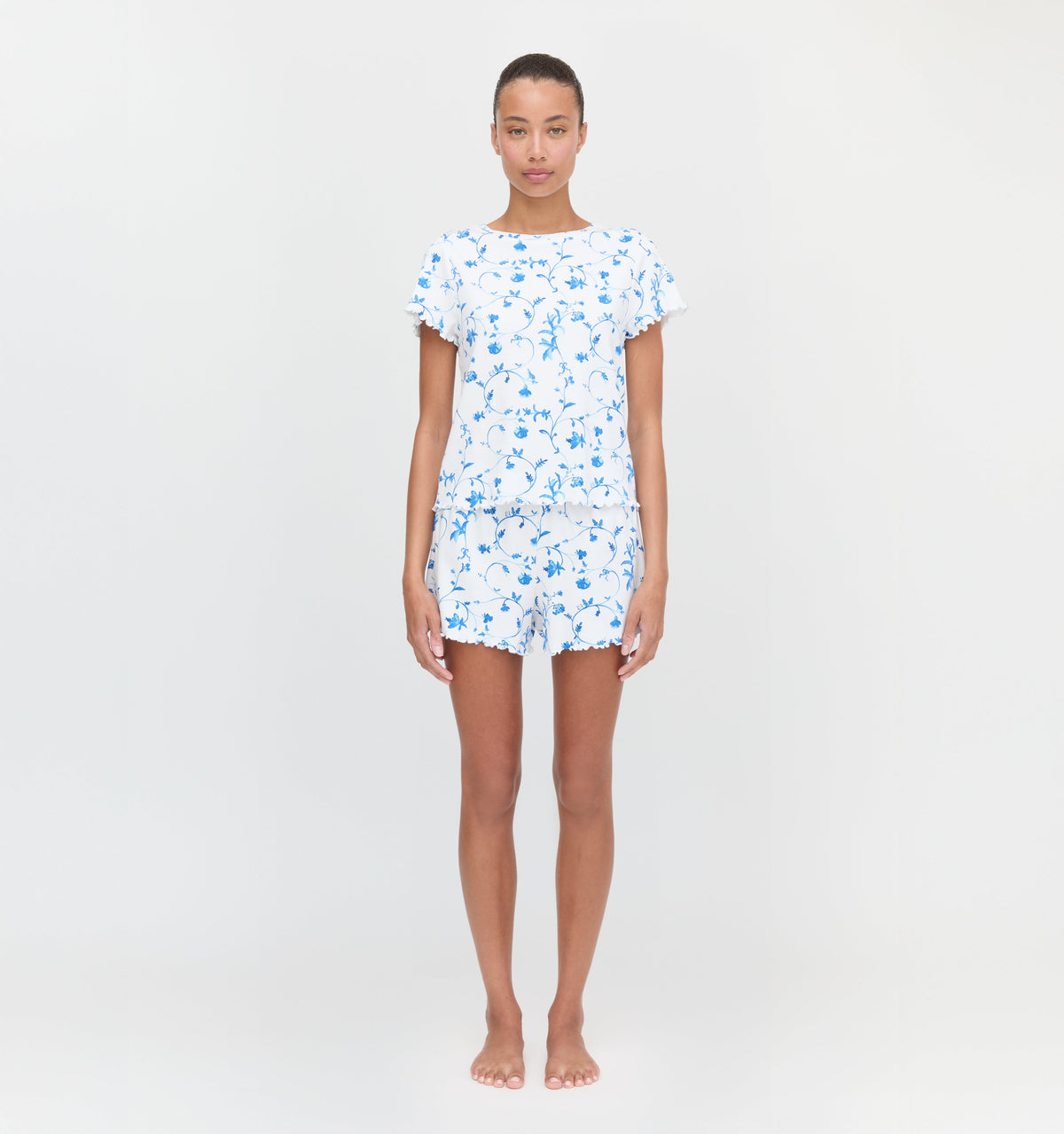 The Nina Pajama Set - Blue Botanical