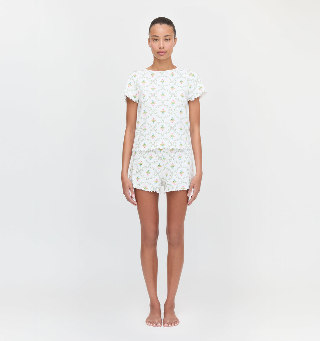 The Nina Pajama Set - Pastel Trellis