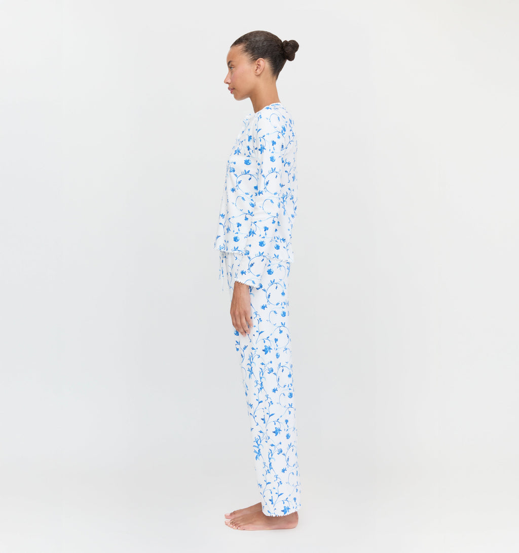 The Olivia Pajama Set - Blue Botanical