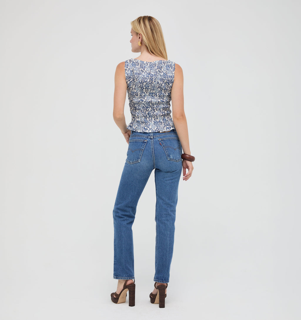 The Phoebe Nap Top -  Chedworth Paisley Blue