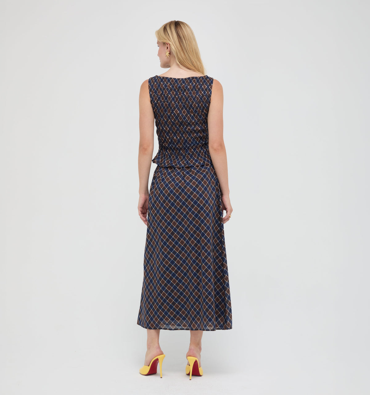 The Delphine Nap Skirt -  Wilshire Plaid Chocolate/Navy