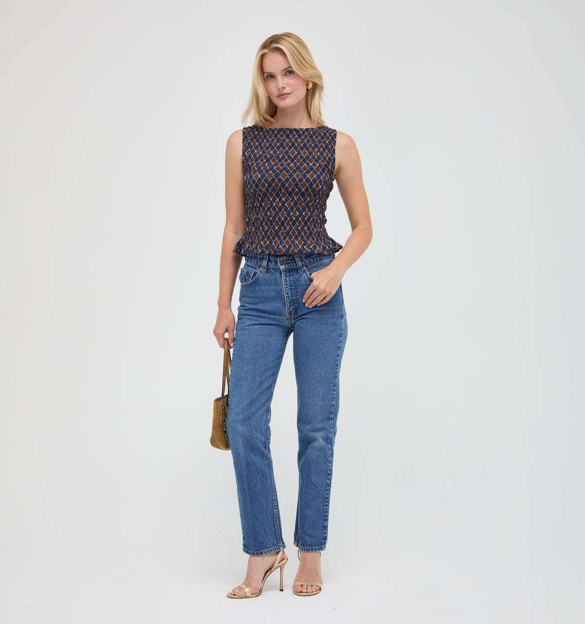 The Phoebe Nap Top -  Wilshire Plaid Chocolate/Navy