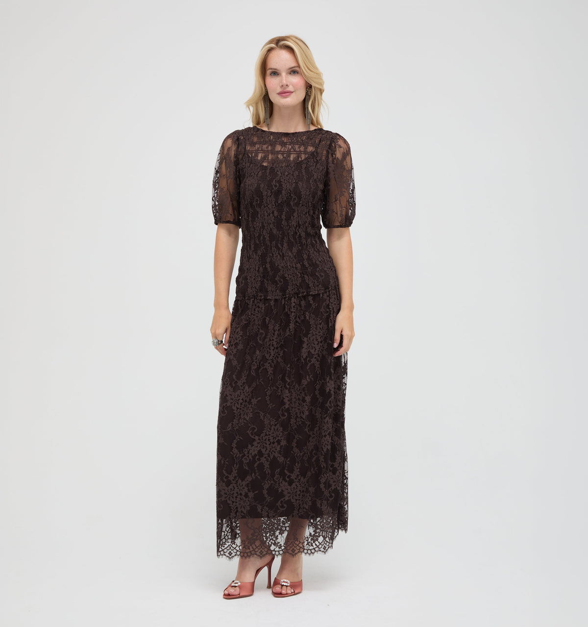 The Short Sleeve Dalia Nap Dress -  Chocolate