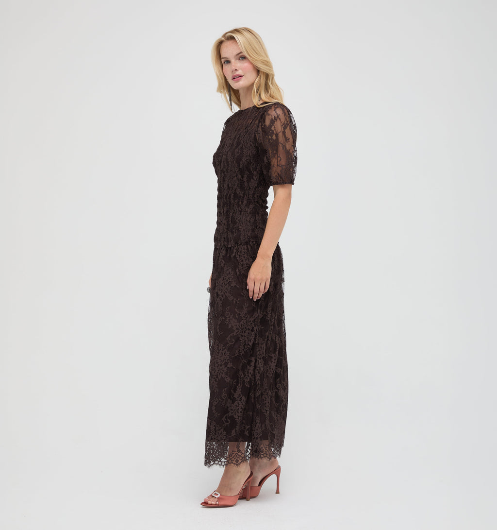 The Short Sleeve Dalia Nap Dress -  Chocolate