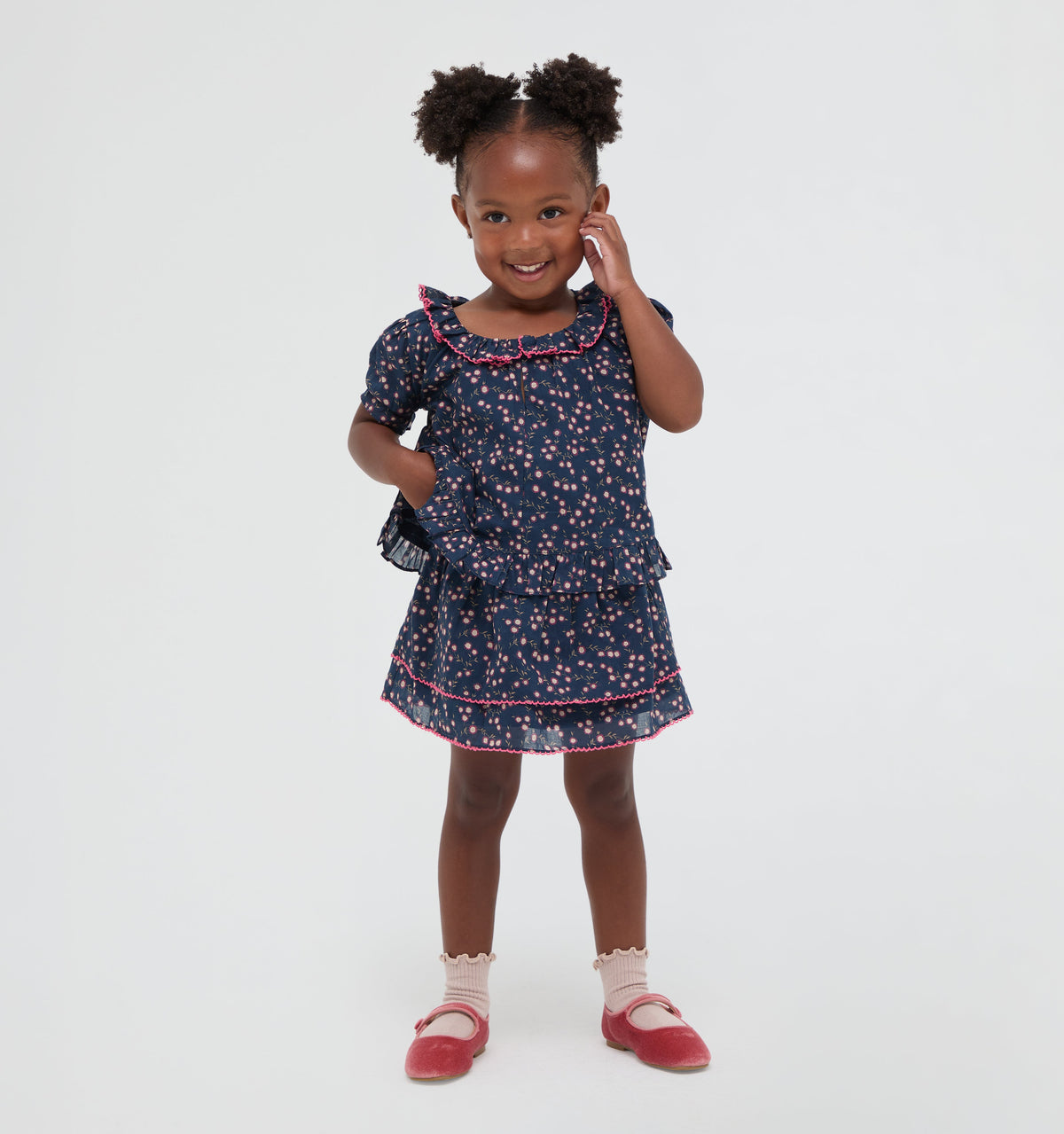 The Tiny Annabella Skirt - Daisy Ditsy Toss Navy