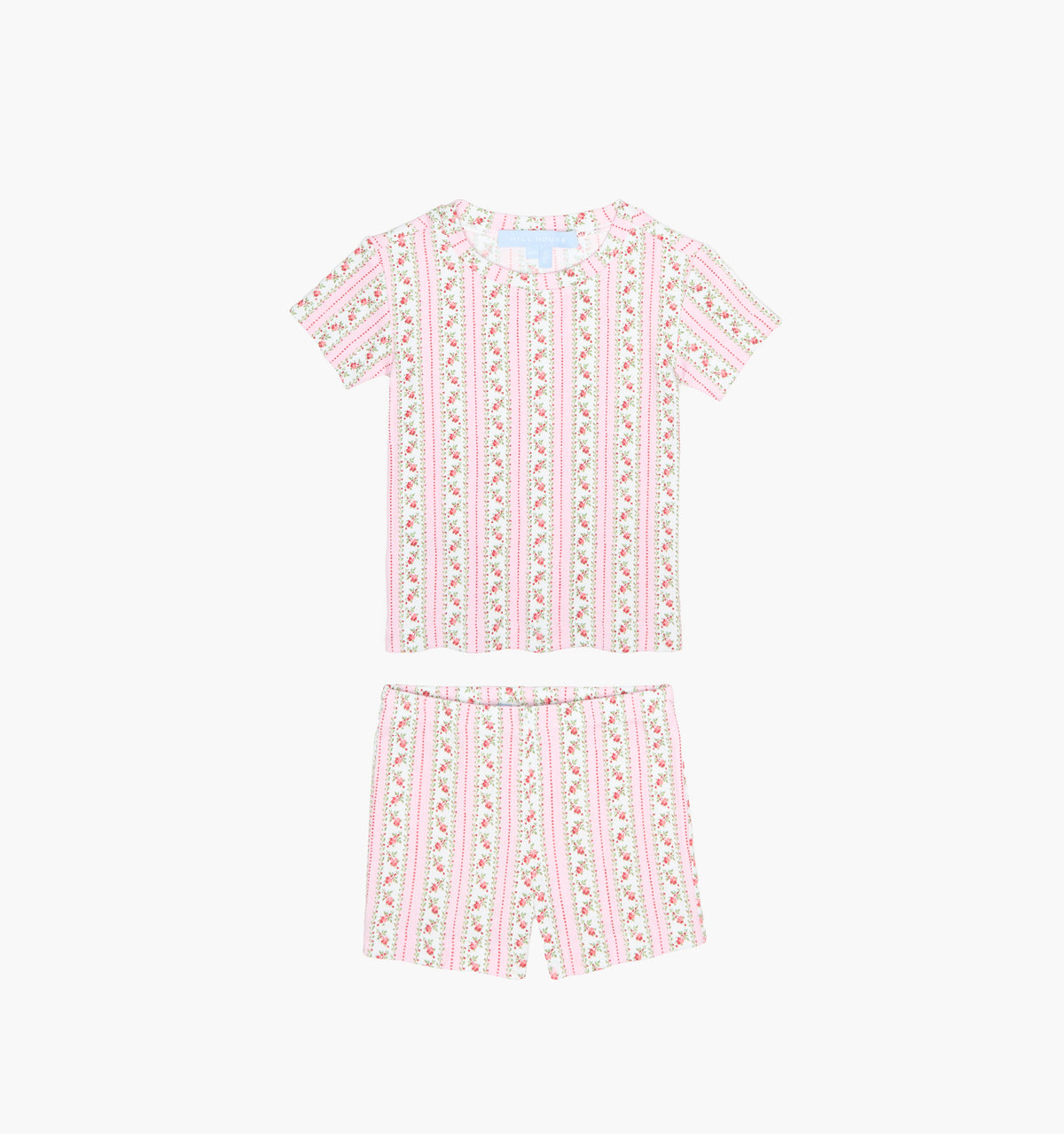 The Tiny Lou Pointelle PJ Set - Pink Floral Dot Stripe