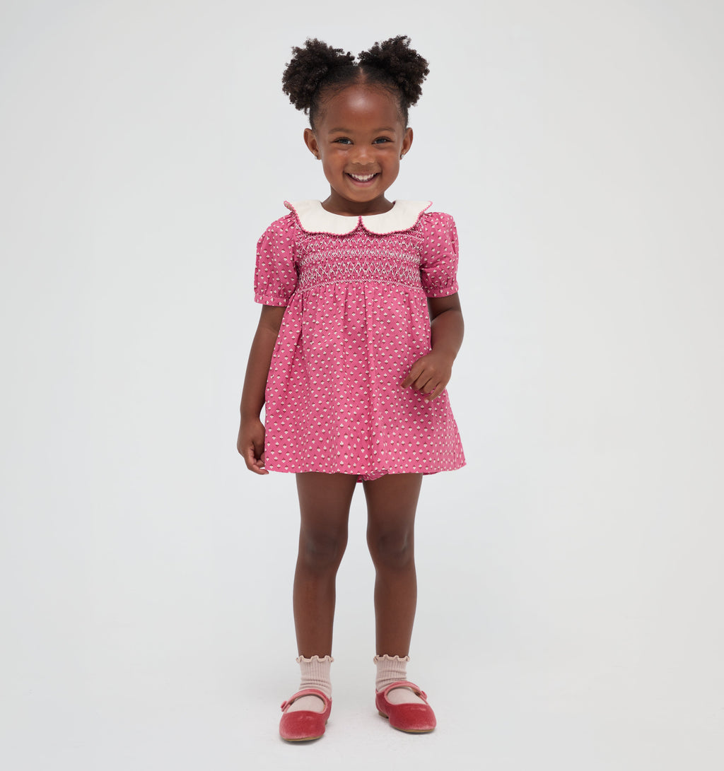 The Tiny Mina Nap Dress - Poppy Half Drop Rose