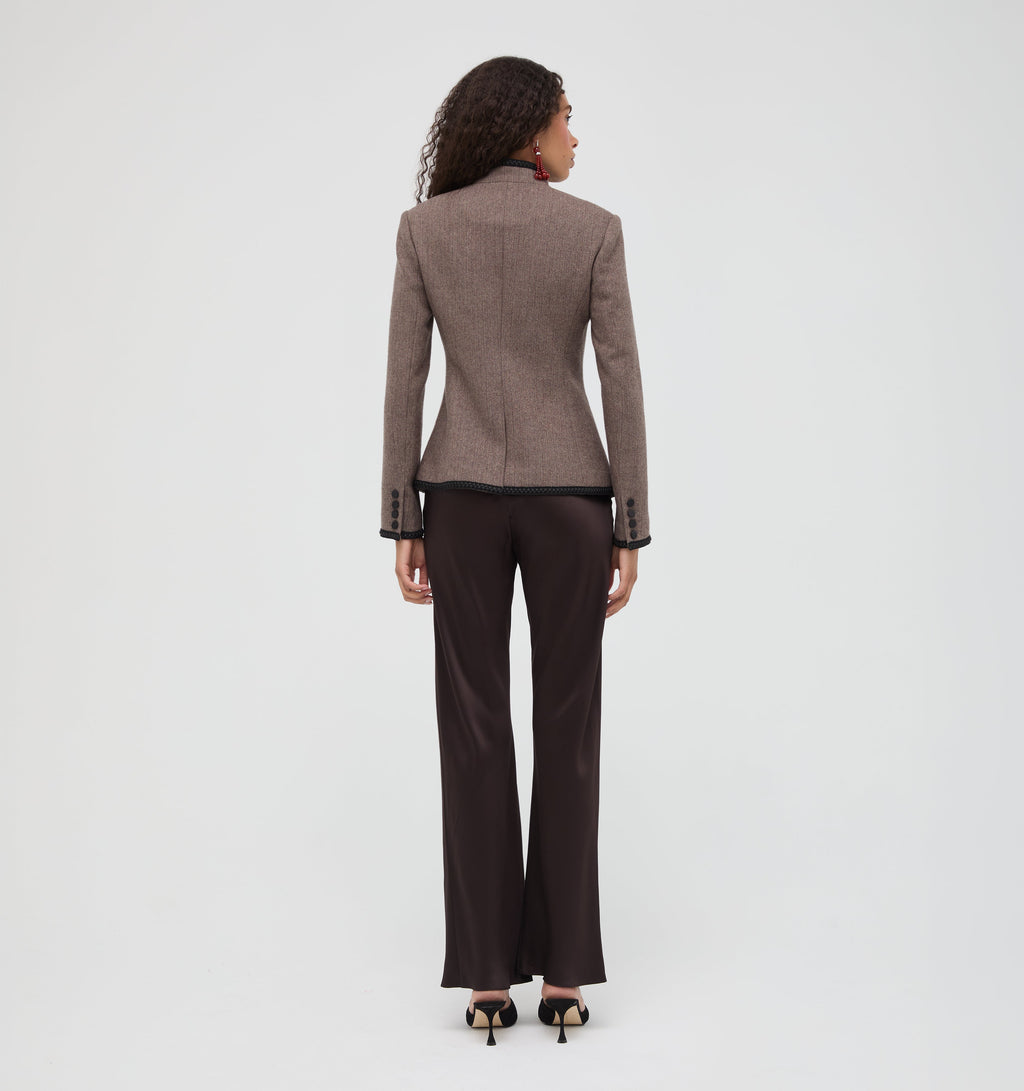The Valerie Jacket -  Chocolate Herringbone