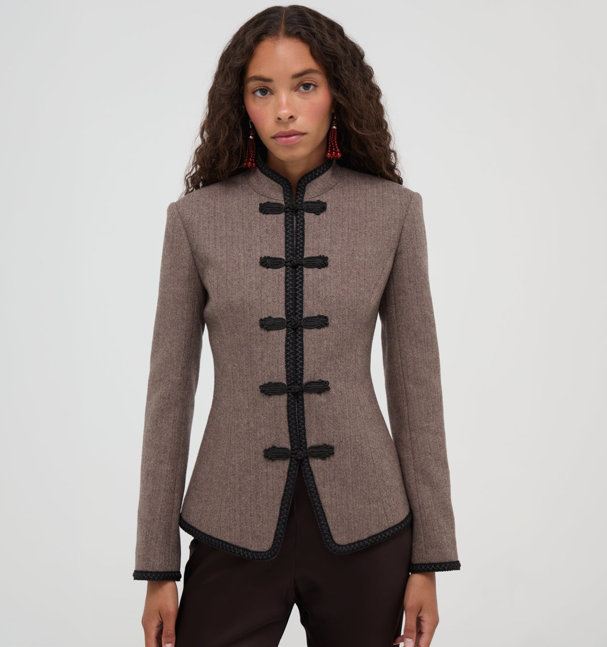 The Valerie Jacket -  Chocolate Herringbone