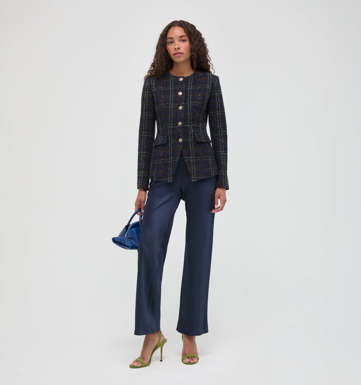 The Warby Coat -  Navy Tartan
