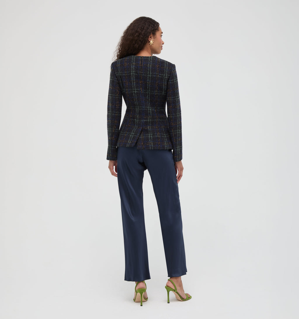The Warby Coat -  Navy Tartan