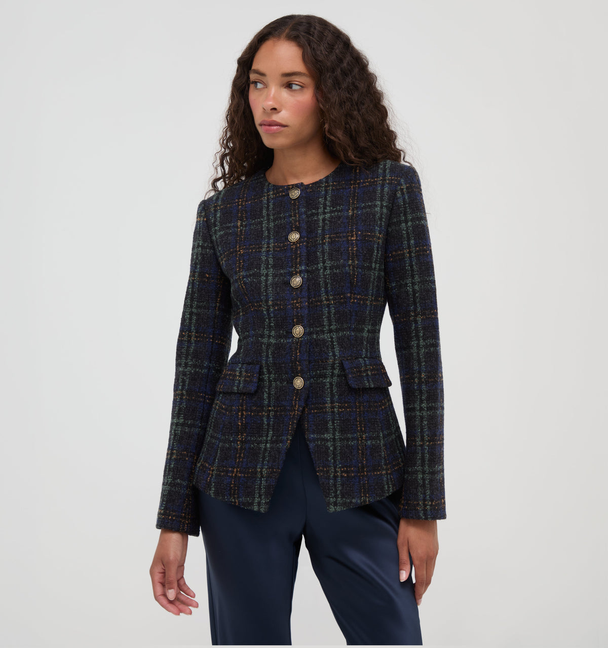 The Warby Coat -  Navy Tartan