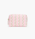 The Mini Quilted Cosmetic Bag - Pink Floral Dot Stripe