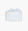 The Bow Top Quilted Cosmetic Bag - Blue Petal Stripe