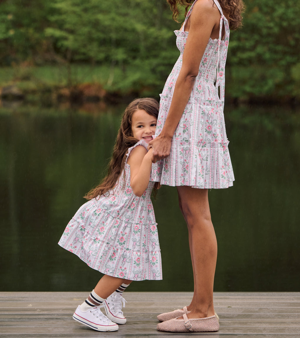 The Tiny Ellie Nap Dress - Pink Monkey Block Stripe