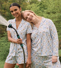 Roller Rabbit x Hill House Polo Pajamas - Blue Floral Monkey Trellis