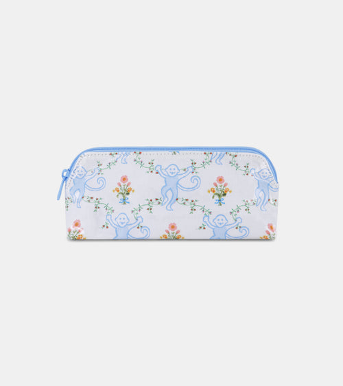 Roller Rabbit x Hill House Small Makeup Bag - Blue Floral Monkey Trellis