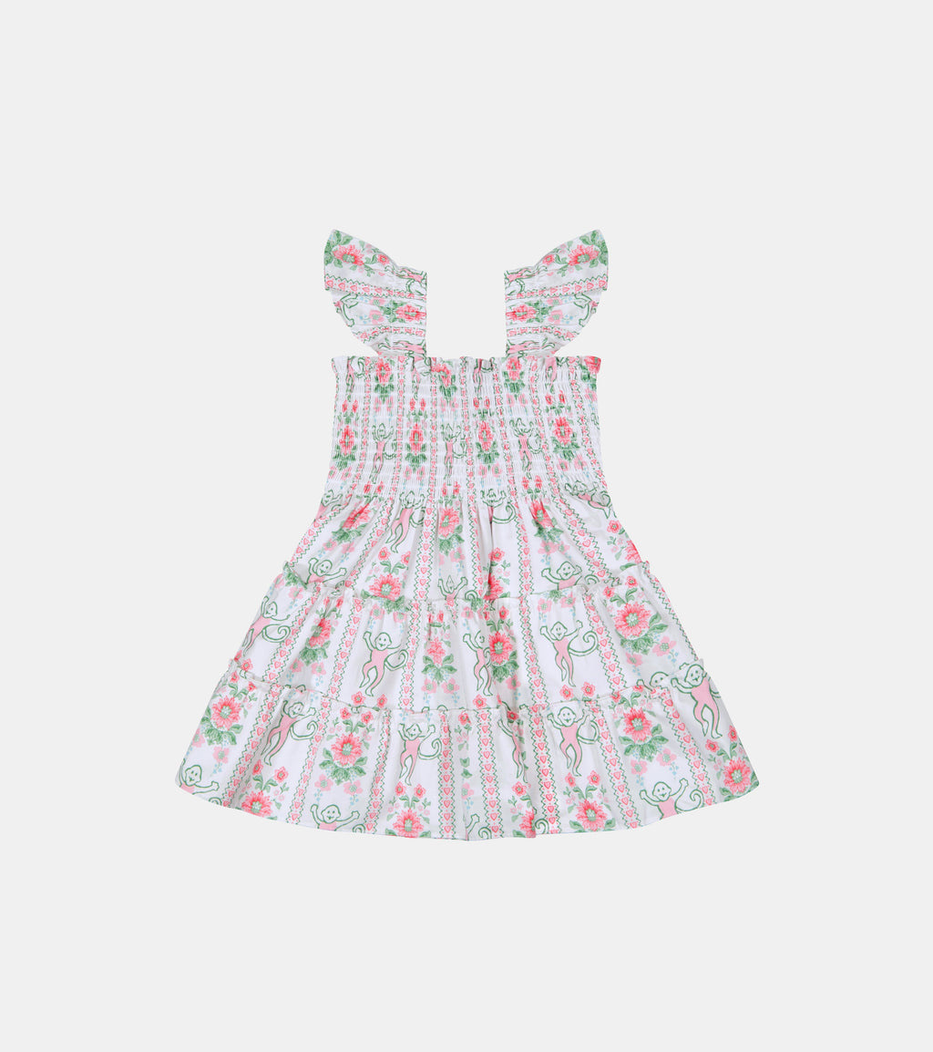 The Tiny Ellie Nap Dress - Pink Monkey Block Stripe
